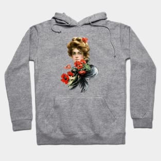 Gibson Girl Red Flowers Hoodie